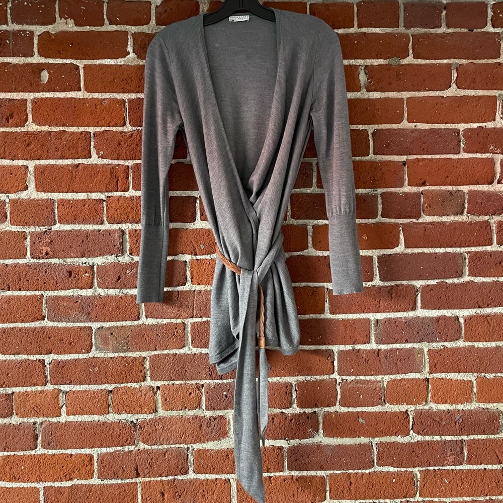 Brunello Cucinelli Cashmere Sweater + Leather Belt